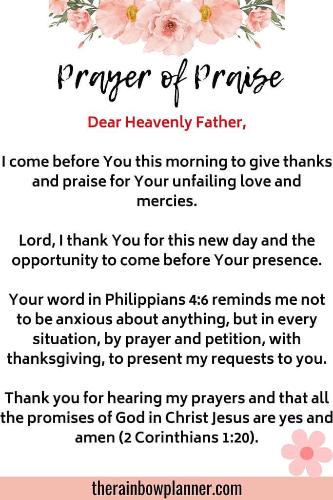 morning prayer to give God praise
